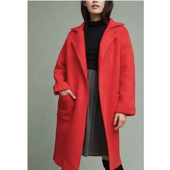 Anthropologie Jackets & Blazers - Elliatt Anthropologie Womens Phoenix‎ Open Xmas Red Sweater Coat XS